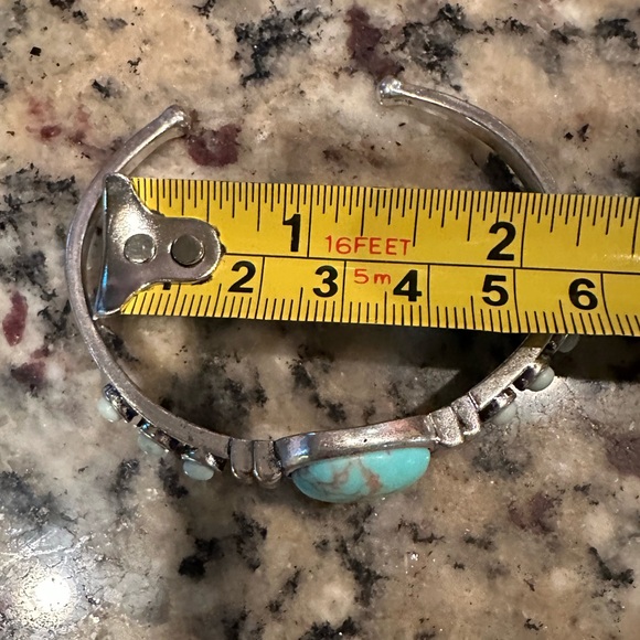 Like New Lucky Brand Turquoise and Silver Metal Cuff - Picture 6 of 7